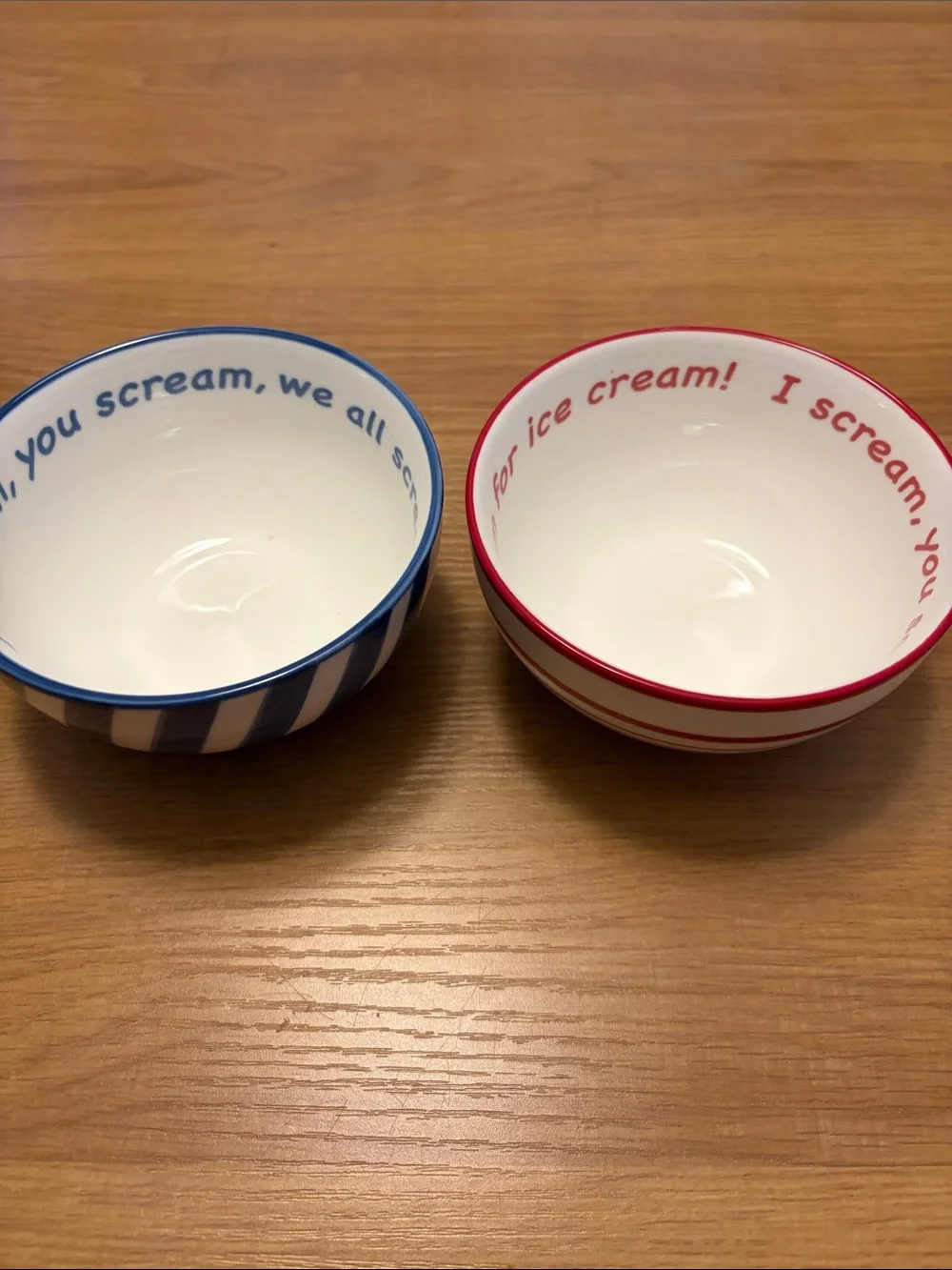 Williams Sonoma Blue and Red Striped Ceramic Dessert Bowls - Set of 2